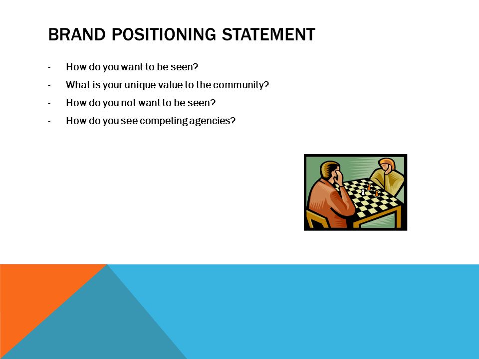 BRAND POSITIONING STATEMENT -How do you want to be seen.