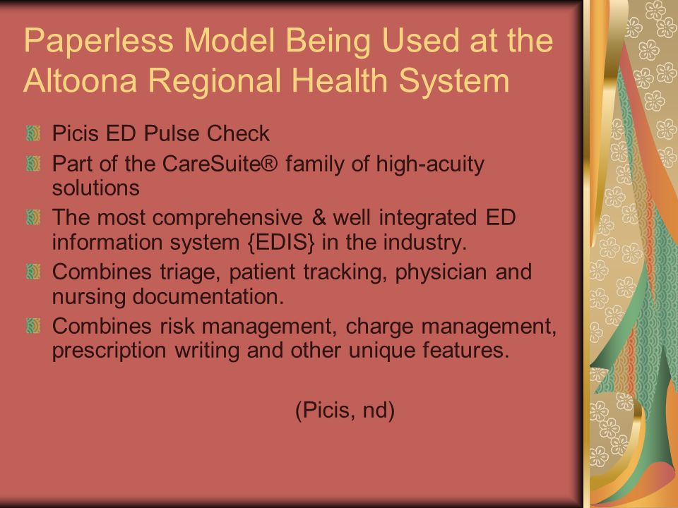 paperless hospital amy stayer objectives describe paperless picis charting