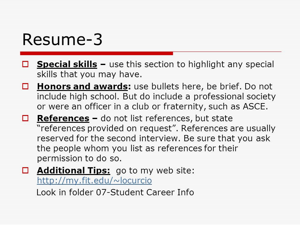 cve 4070 construction engineering career fair resume prof ralph v please list any special skills
