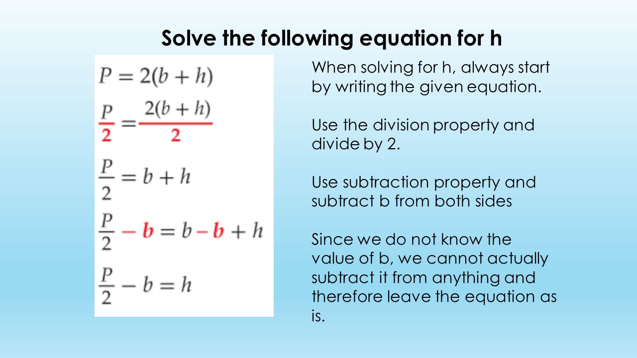 How To Solve Literal Equations And Formulas Talkchannels Literal Equations Chapter 9 Lesson 1 What Is A Equation