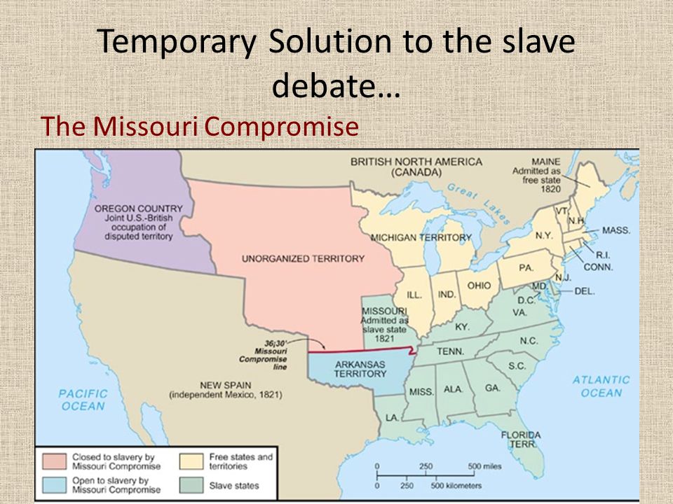 Temporary Solution to the slave debate… The Missouri Compromise