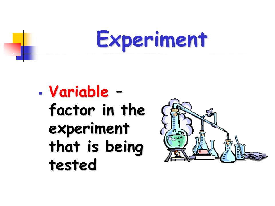 Experiment  Variable – factor in the experiment that is being tested