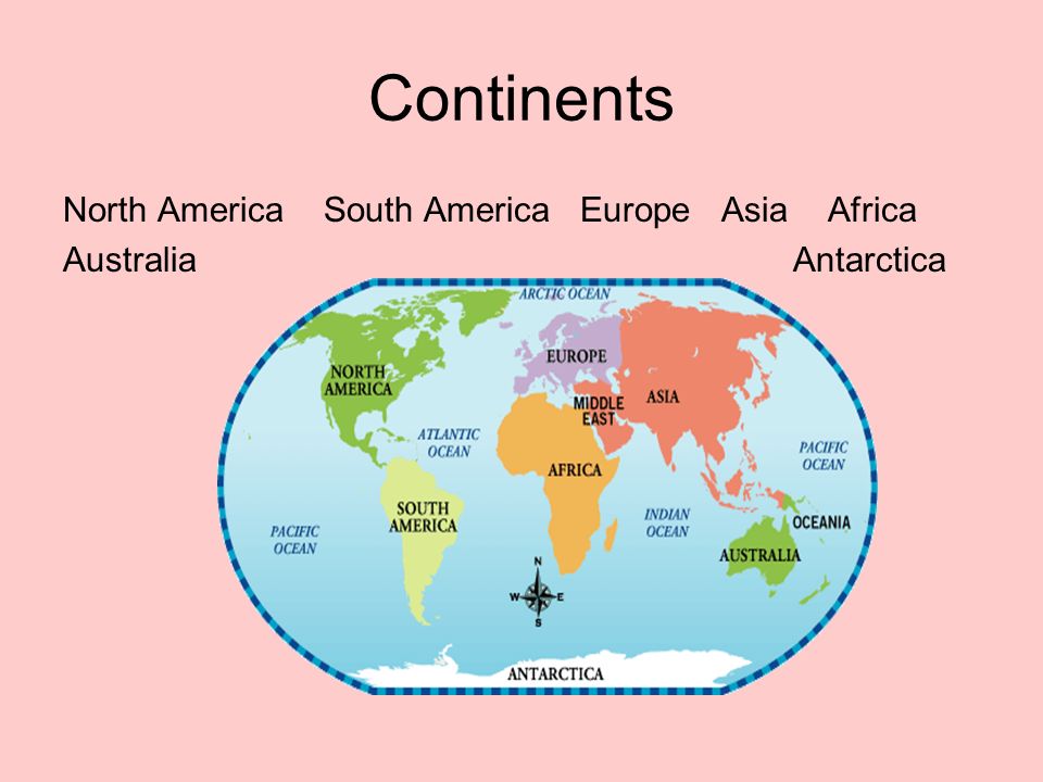 Continents North America South America Europe Asia Africa AustraliaAntarctica