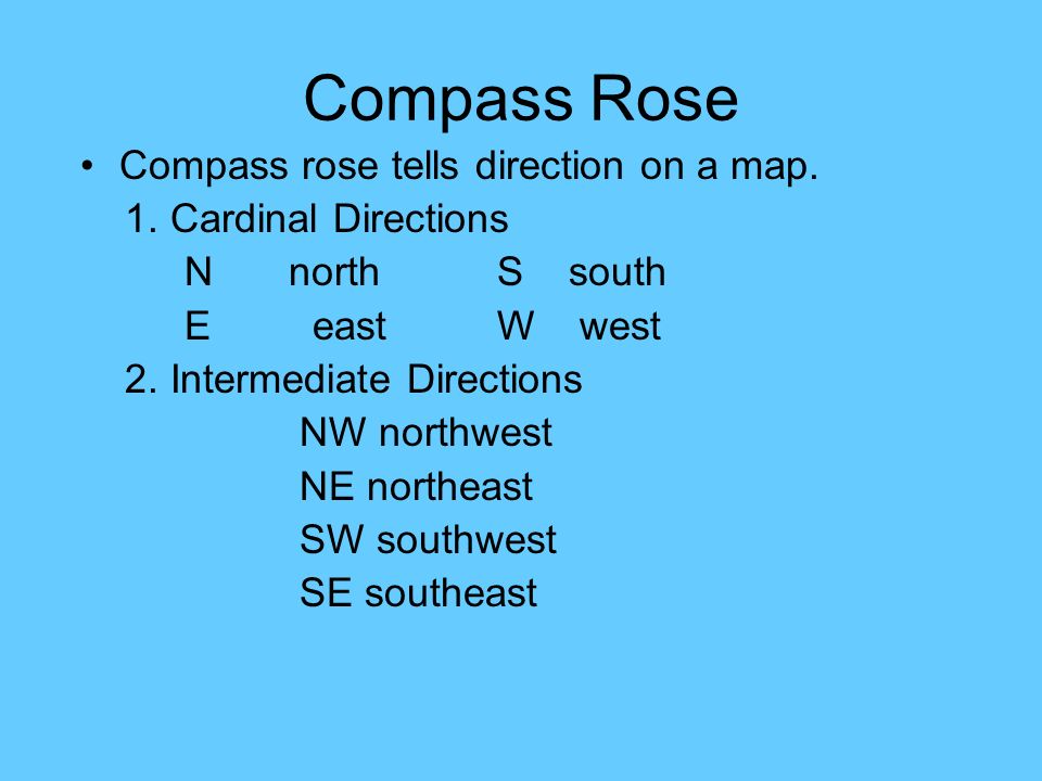 Compass Rose Compass rose tells direction on a map.