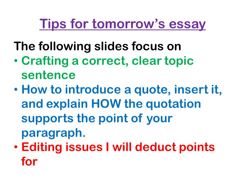 Sample essay on tomorrow