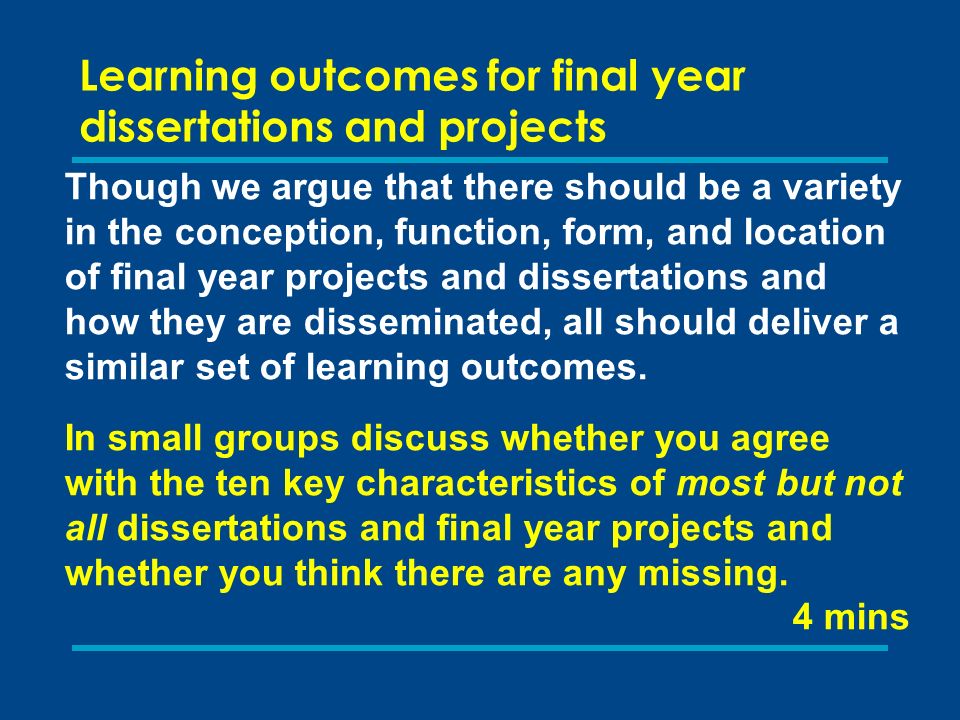 dissertation learning outcomes dissertation learning outcomes