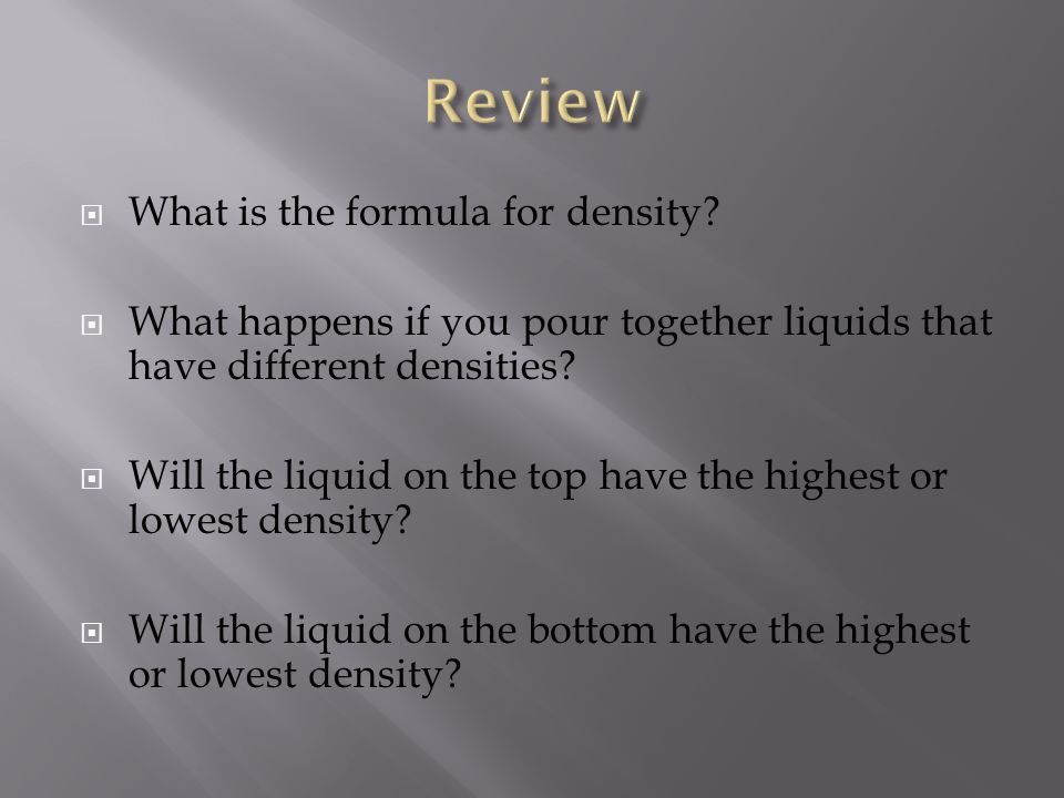  What is the formula for density.