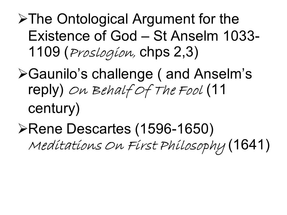 a explain the ontological argument from anselm a explain the ontological argument from anselm