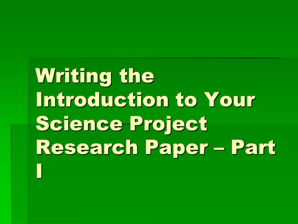 Intro To A Research Paper