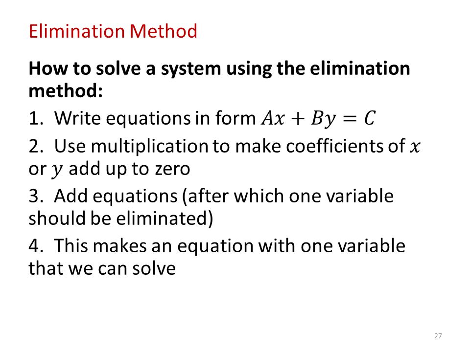 27 Elimination Method