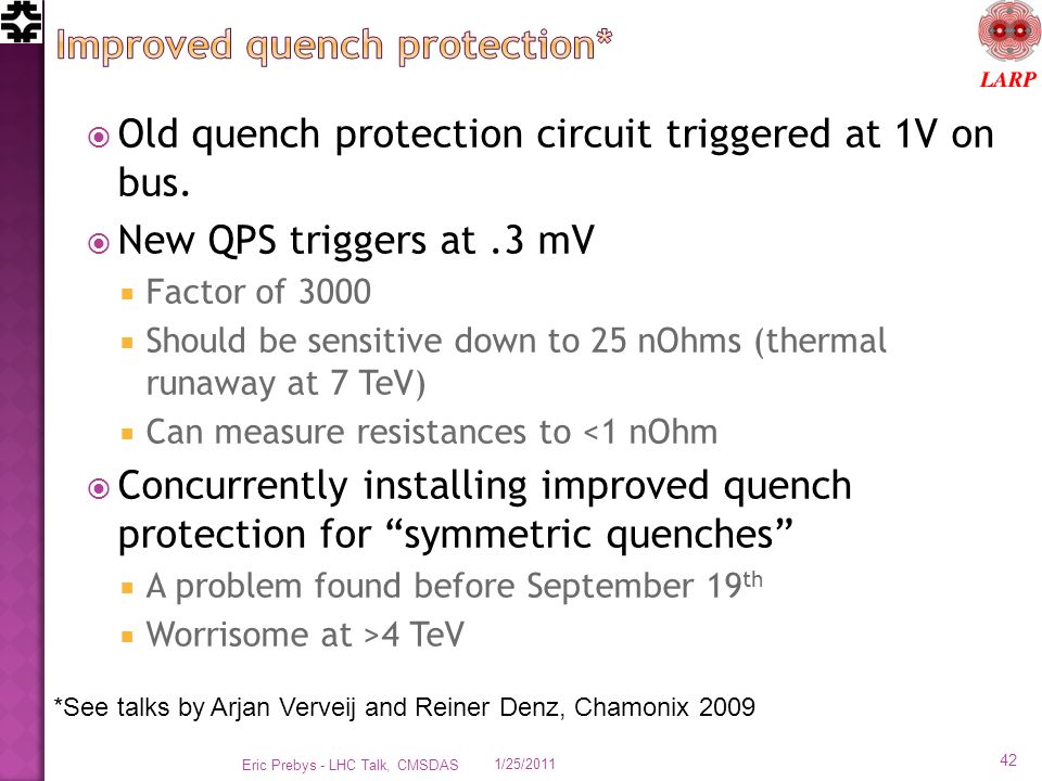  Old quench protection circuit triggered at 1V on bus.