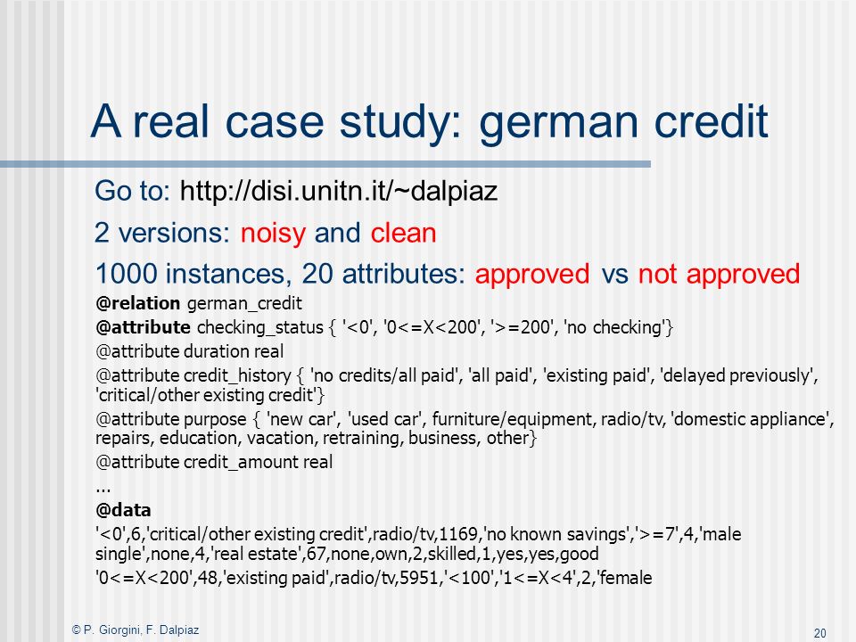 German Credit Data Set Arff German Credit Data Set Arff