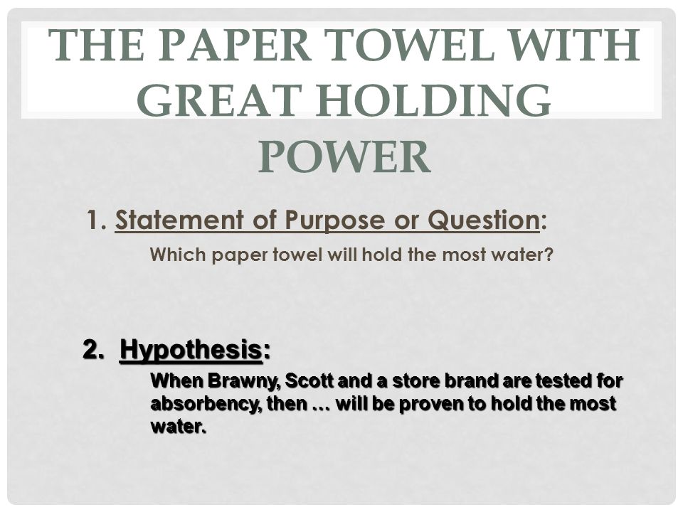 THE PAPER TOWEL WITH GREAT HOLDING POWER 1.
