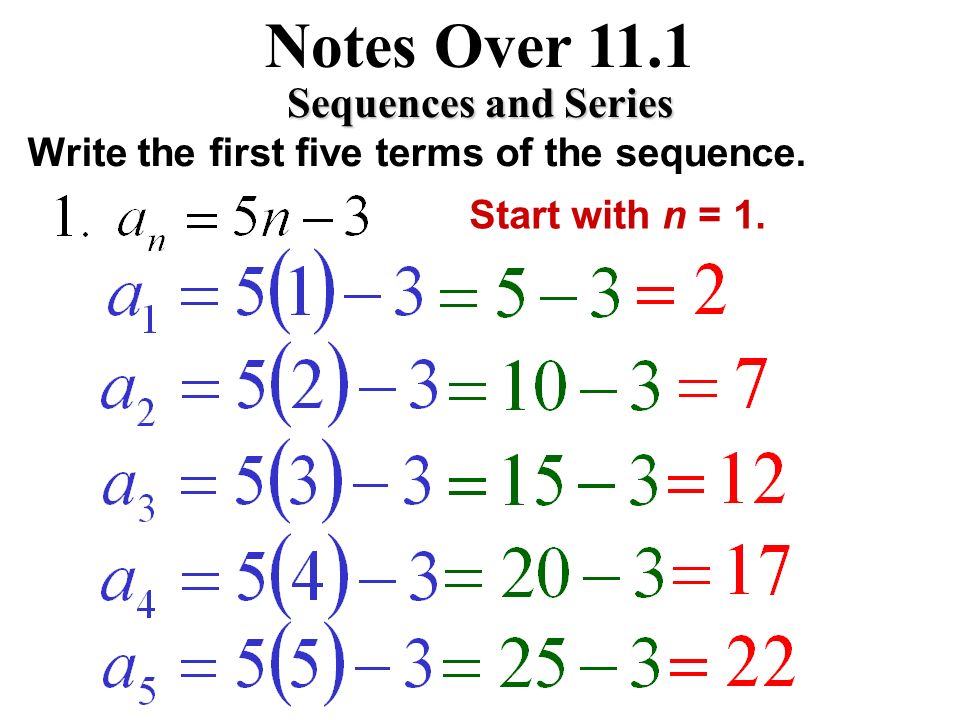 Notes Over 11.1 Sequences and Series A sequence is a set of consecutive integers.