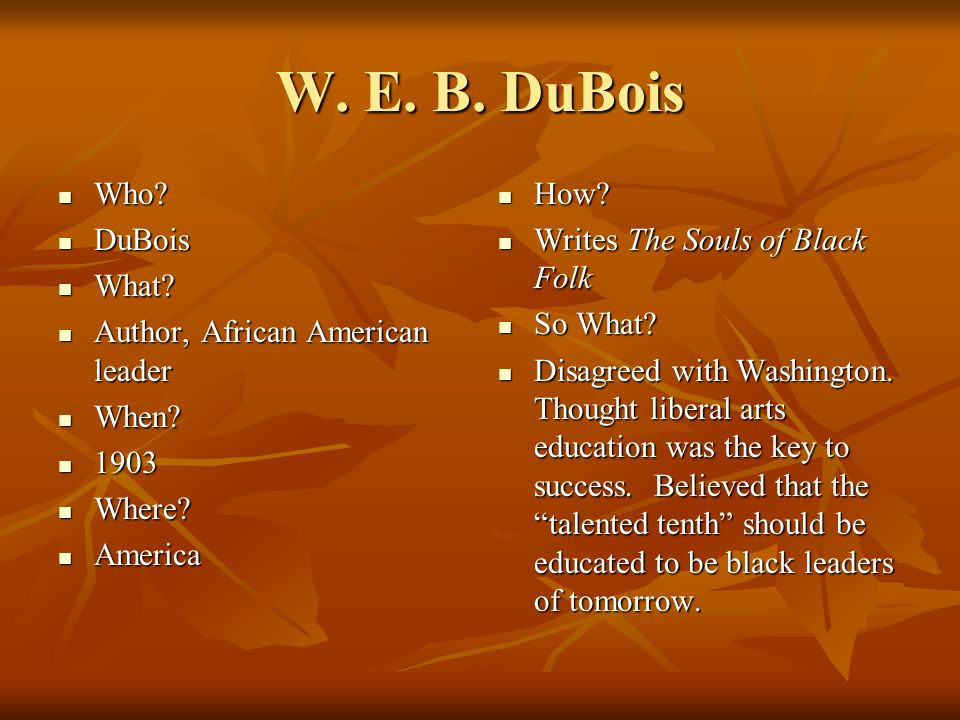 W. E. B. DuBois Who. Who. DuBois DuBois What.