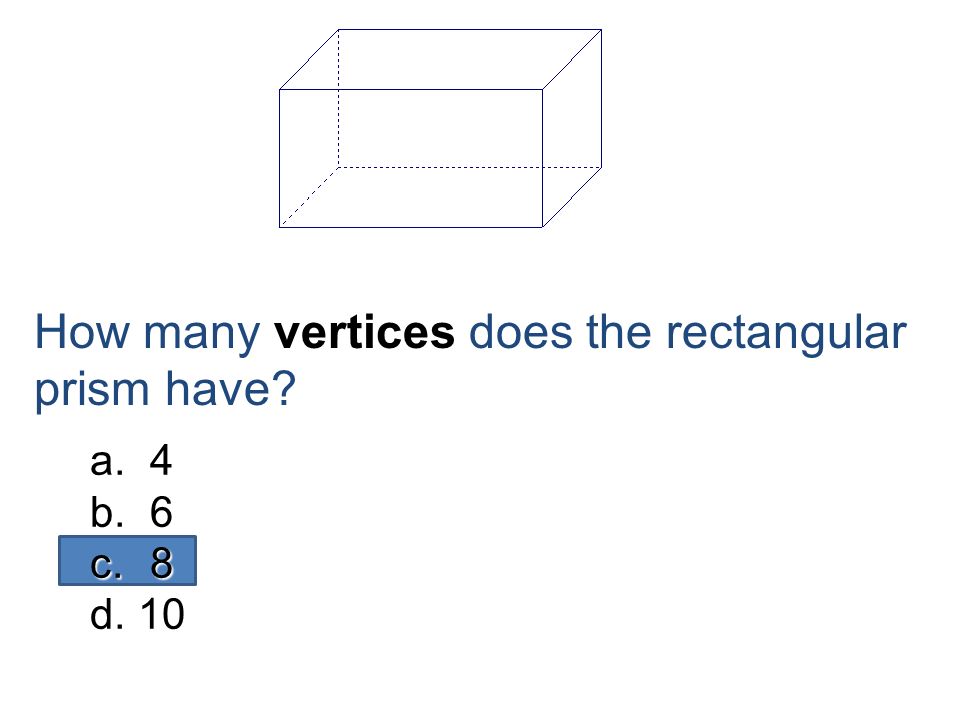 How many verticesdoes the rectangular prism have.