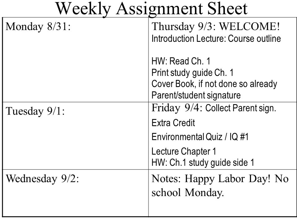 weekly assignment