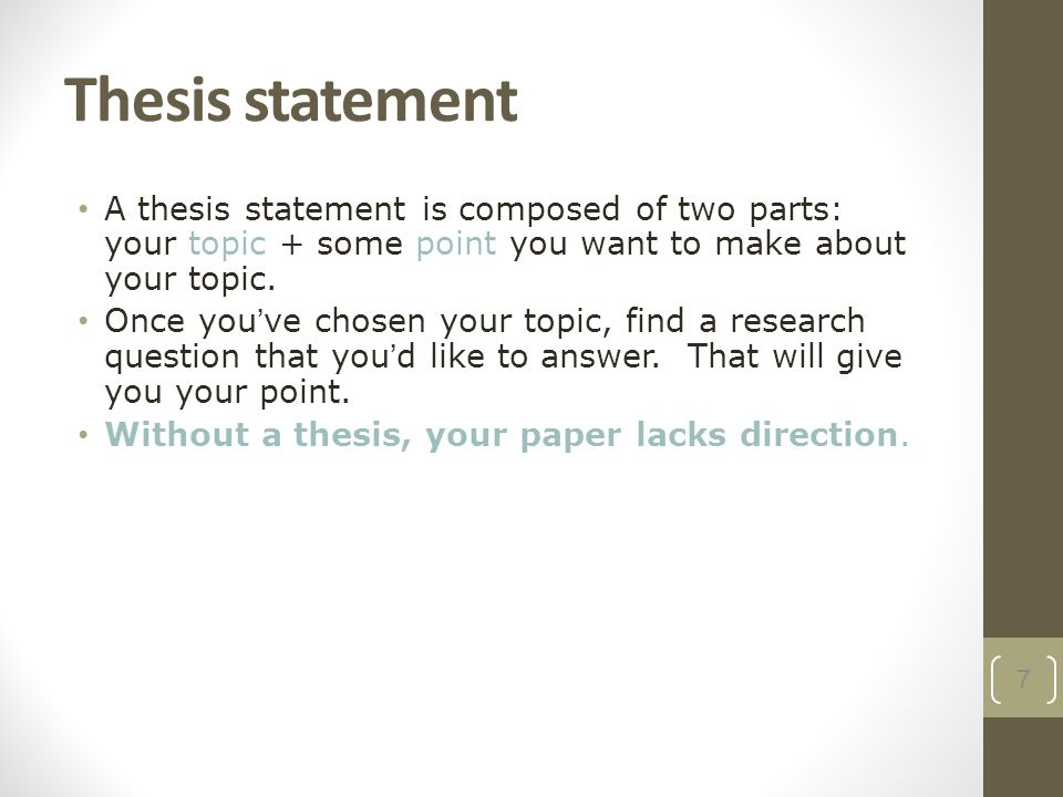 Two parts of thesis statement