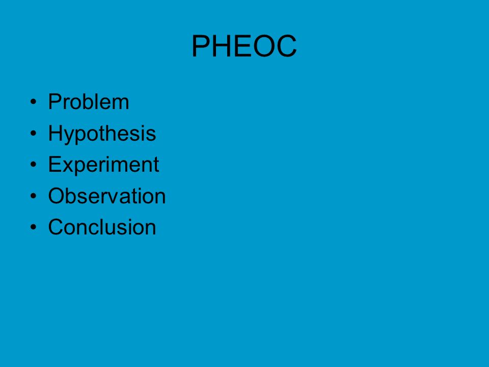 PHEOC Problem Hypothesis Experiment Observation Conclusion