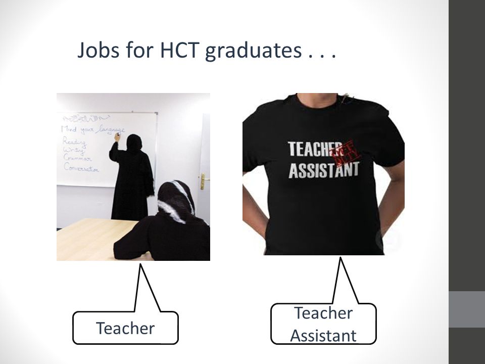 Jobs for HCT graduates... Teacher Teacher Assistant