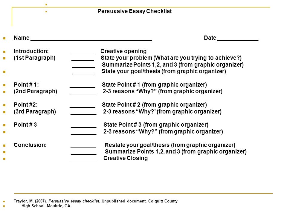essay checklist students 5 paragraph essay checklist this checklist will help students organize their papers before turning them in organization does the length of the paper meet. essay checklist students 5 paragraph essay checklist this checklist will help students organize their papers before turning them in organization does the length of the paper meet.