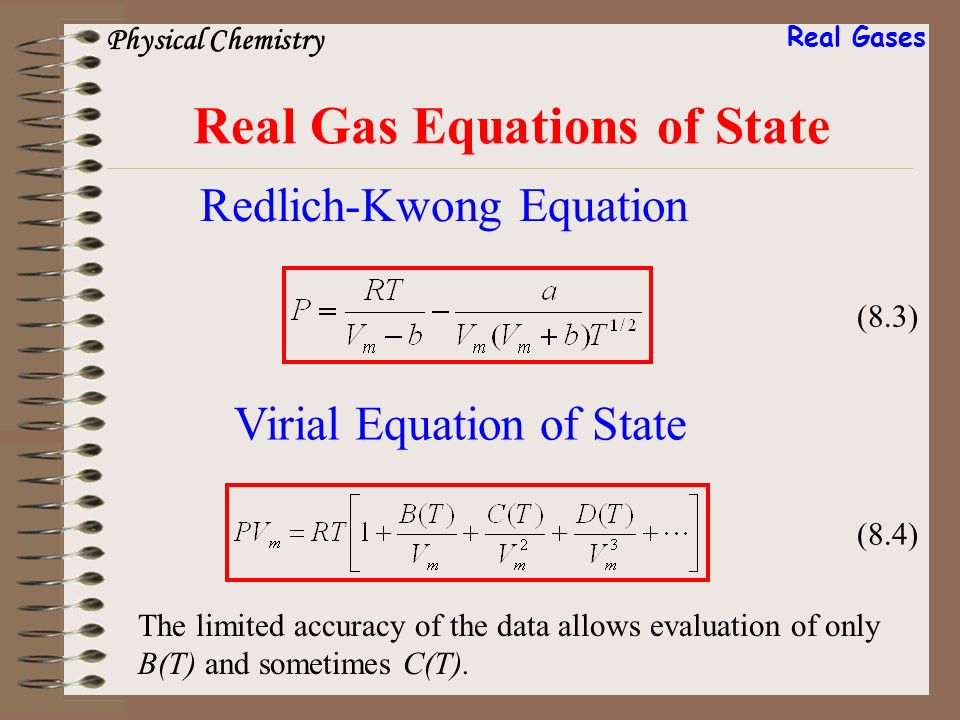 Redlich Kwong Equation Of State Talkchannels Chapter 8 Real Gases Compression Factors Do Not Obey