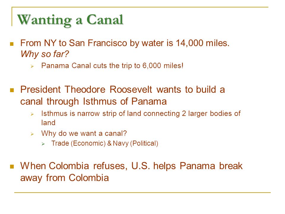 Wanting a Canal From NY to San Francisco by water is 14,000 miles.