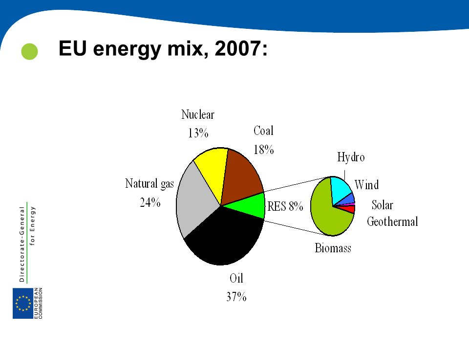 EU energy mix, 2007: