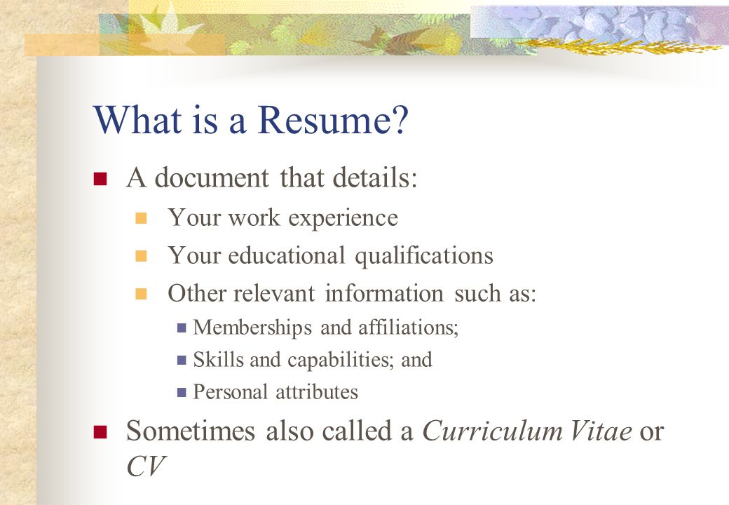 resume attributes