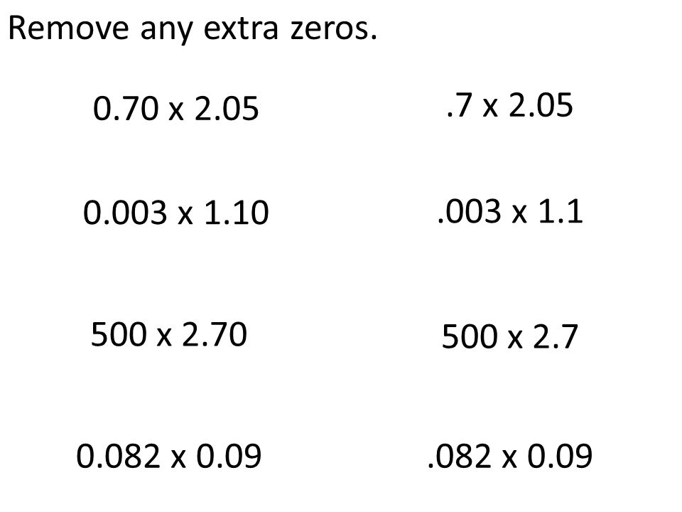 Remove any extra zeros.