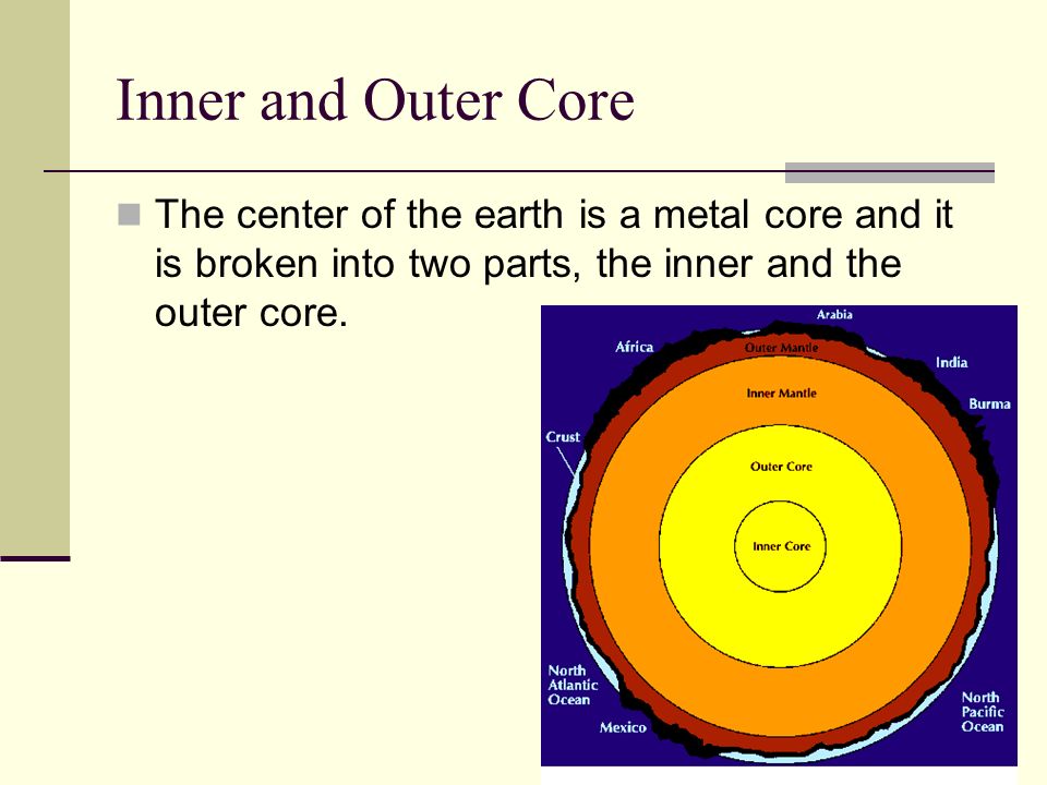inner and outer core the center of the earth is a metal
