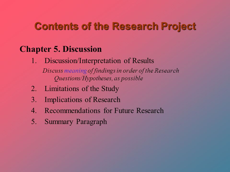 Discussion of research findings