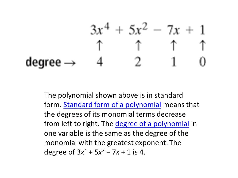 The polynomial shown above is in standard form.