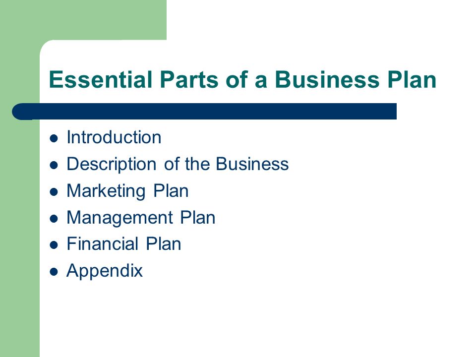 Parts Of Business Plan