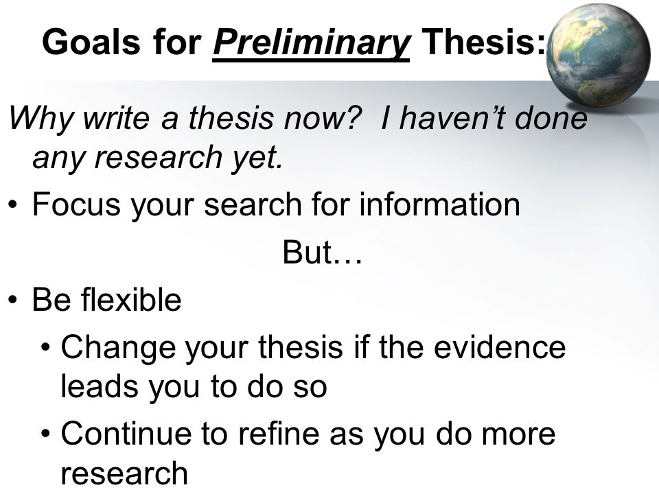 Preliminary Thesis Statement