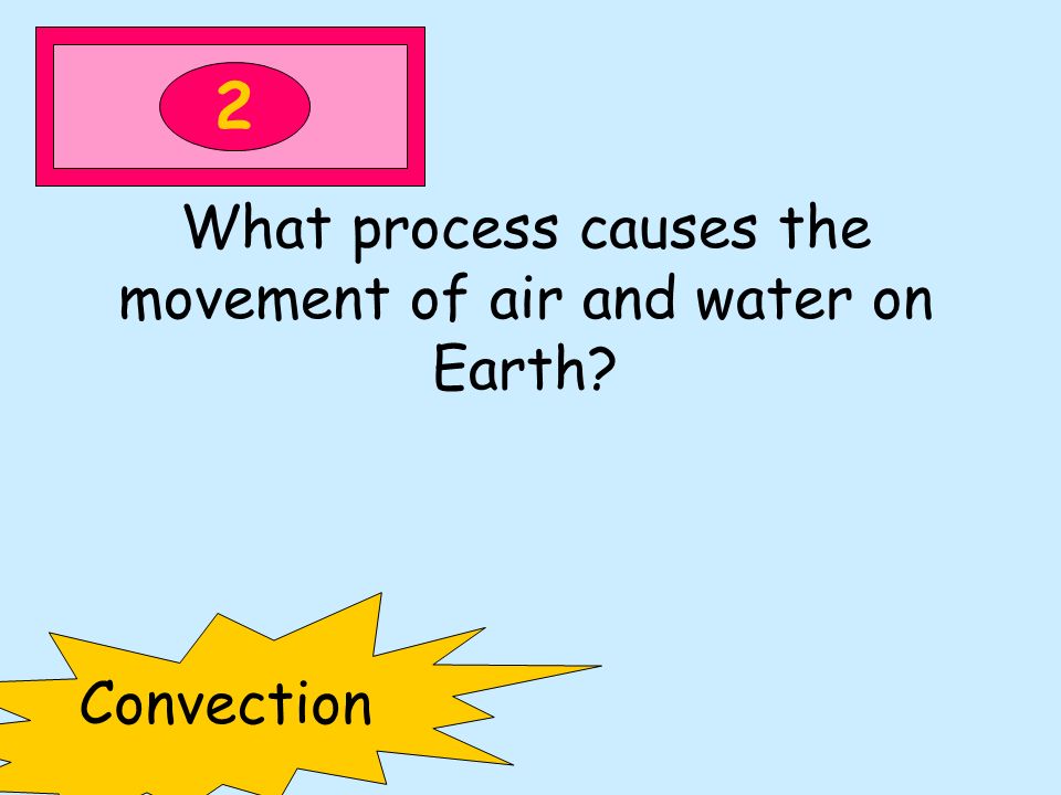 2 What process causes the movement of air and water on Earth Convection