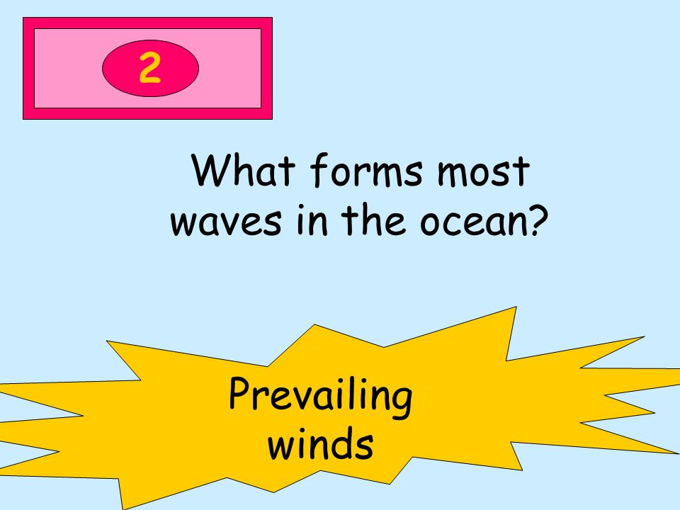 2 What forms most waves in the ocean Prevailing winds