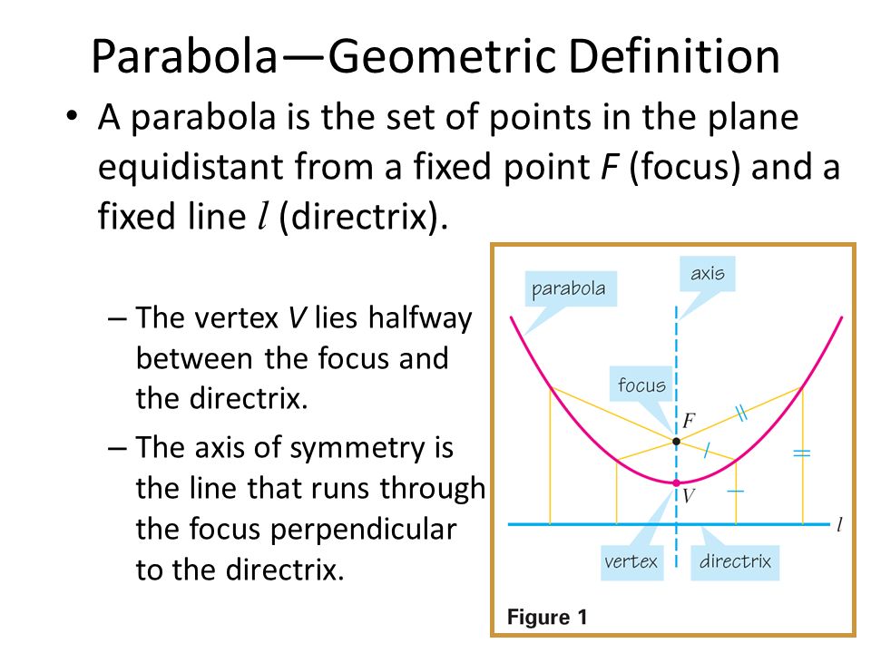 Section 10 1 Parabolas Objectives To Define 2 Parabola Geometric