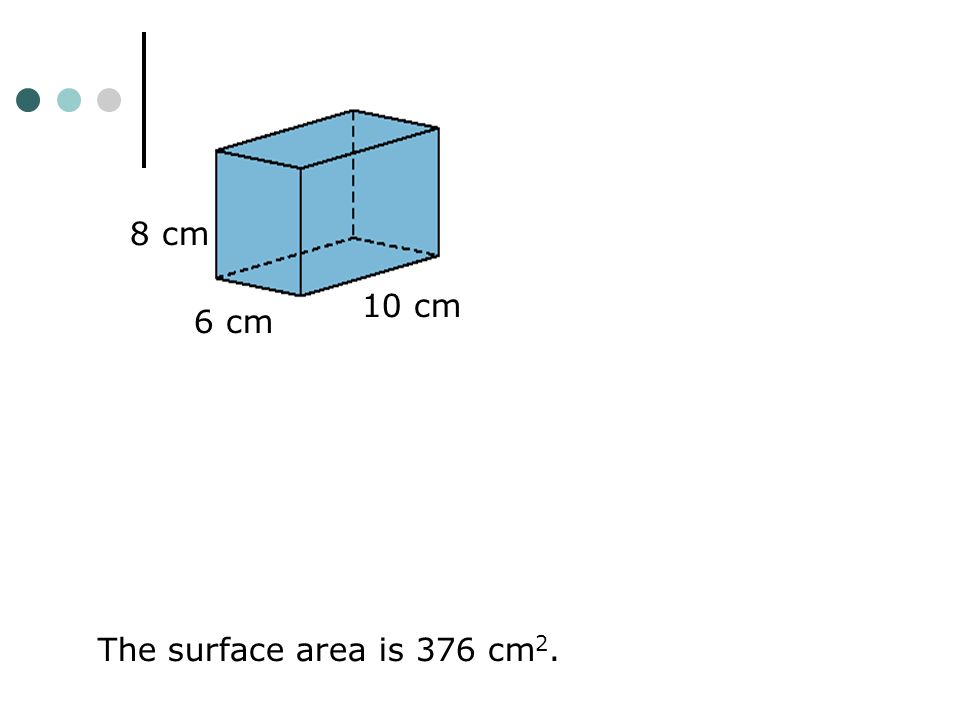 6 cm 10 cm 8 cm The surface area is 376 cm 2.