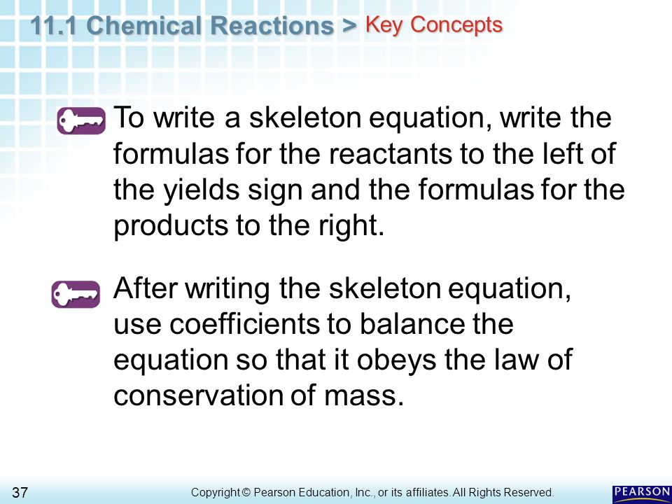 Worksheets Writing Skeleton Equations Worksheet With Answers 11 1 chemical reactions copyright pearson education inc 37 or its affiliates
