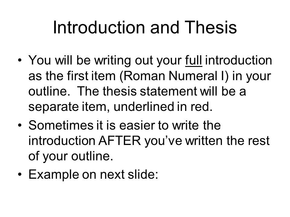 Outline For A Thesis Statement