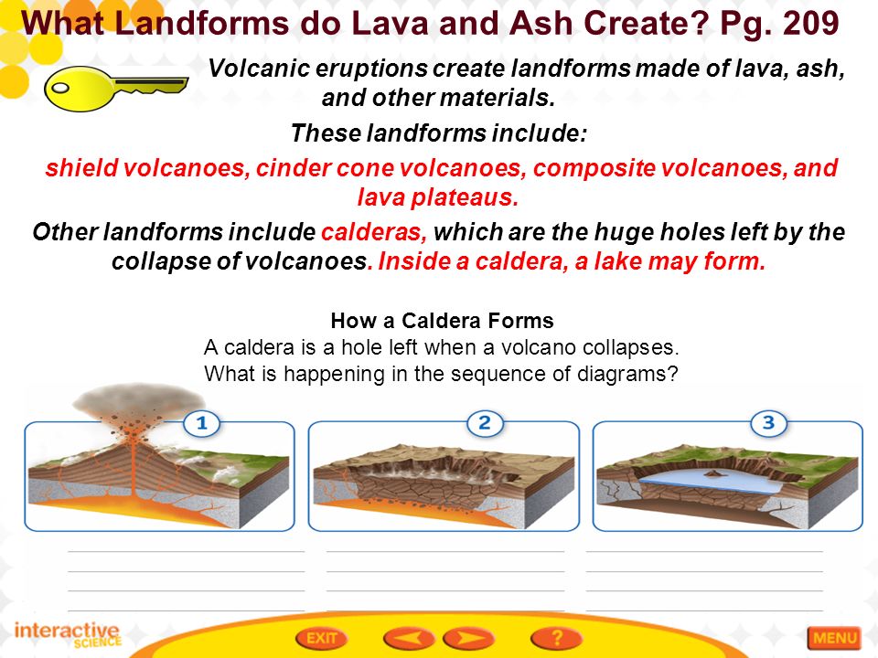 6 3 volcanic landforms volcanoes course 2 vocabulary caldera the how does a caldera form
