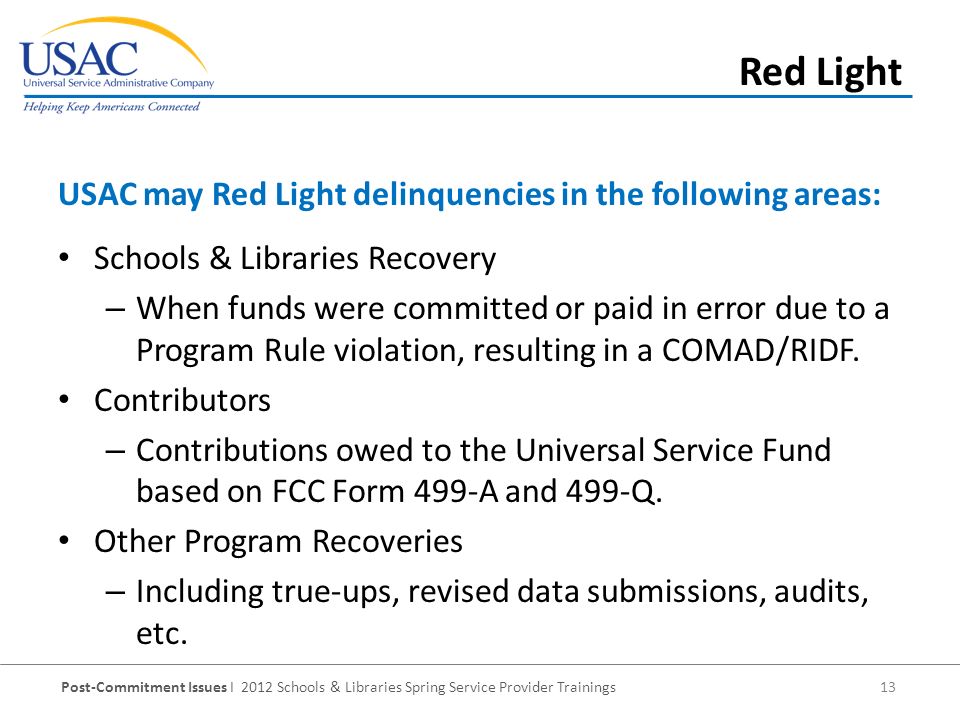 post commitment issues i 2012 schools libraries spring service fcc form 499