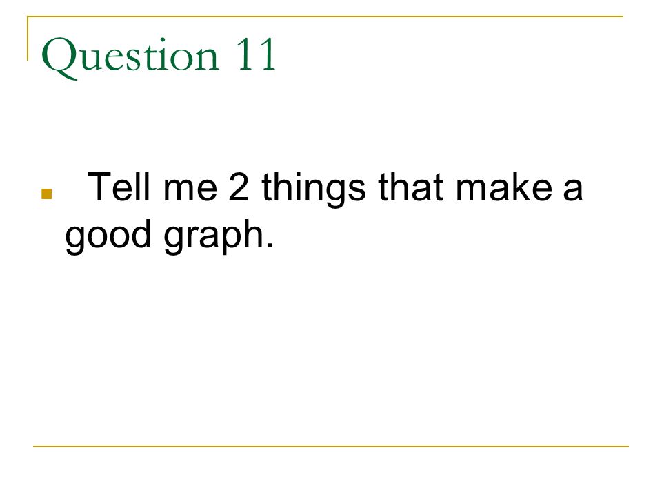 Question 11 Tell me 2 things that make a good graph.