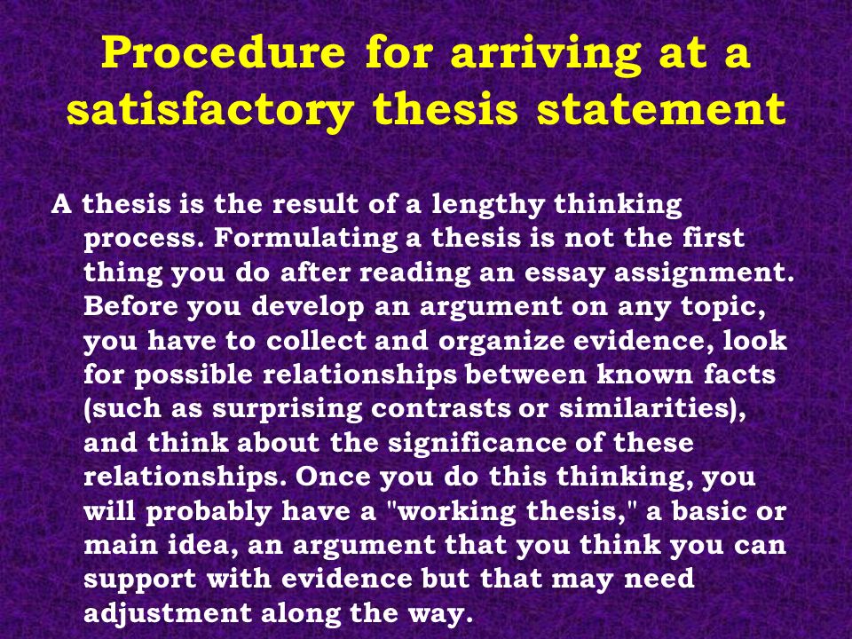 Formulate A Thesis