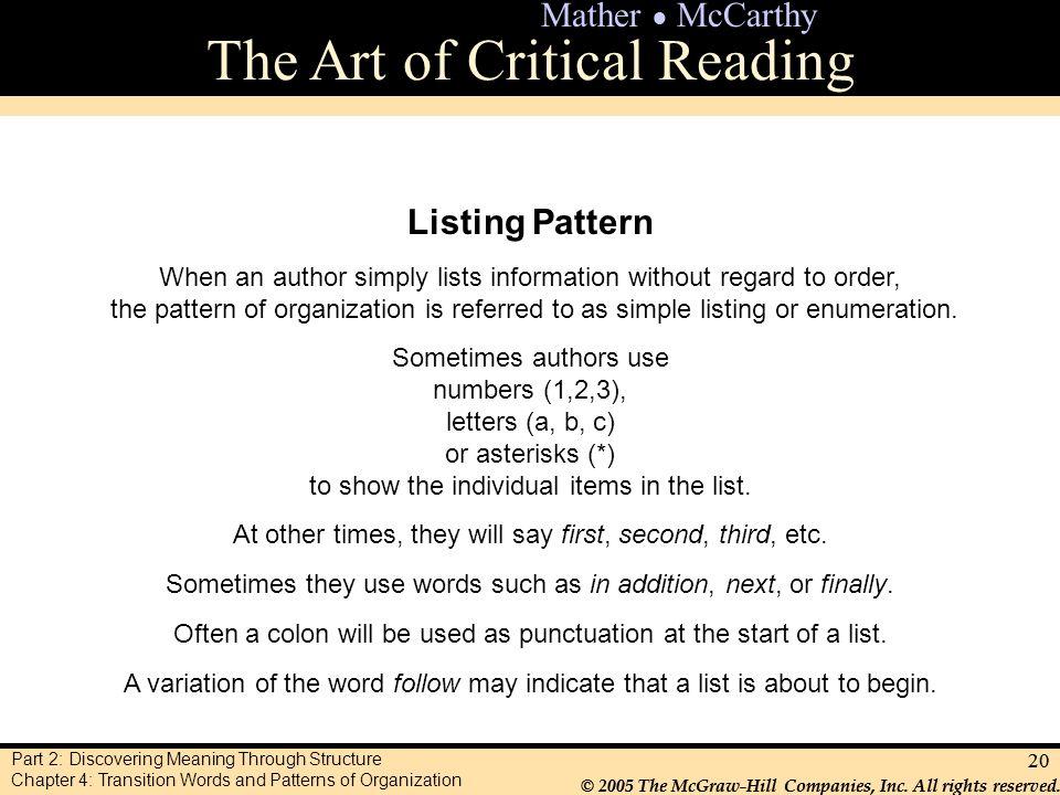 2005 the mcgraw hill companies inc all rights reserved the art of simple listing words