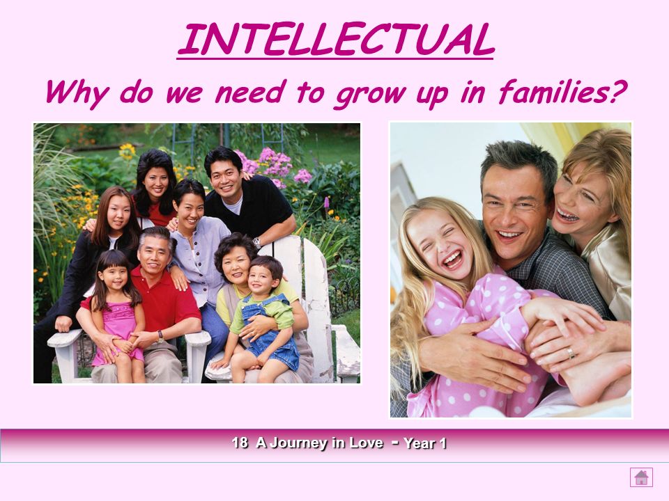 INTELLECTUAL Why do we need to grow up in families 18 A Journey in Love - Year 1