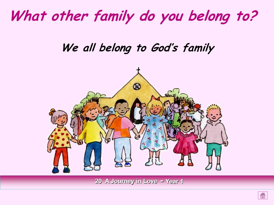 What other family do you belong to 20 A Journey in Love - Year 1 We all belong to God’s family