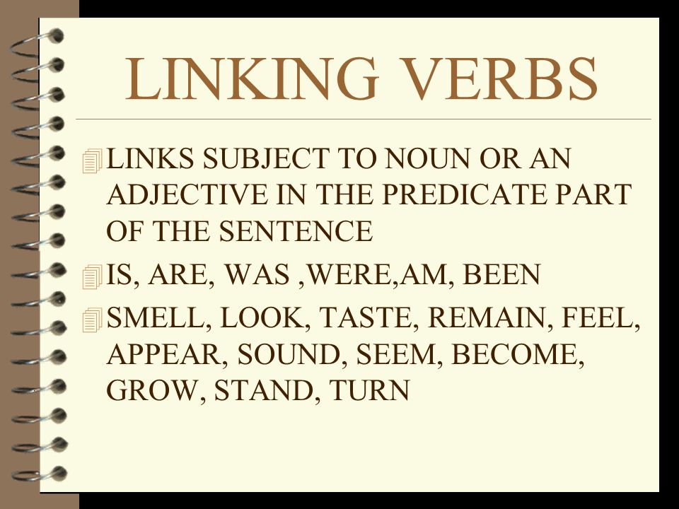 ACTION VERBS  SHOWS ACTION  LINKS SUBJECT TO ANOTHER WORD IN THE SENTENCE