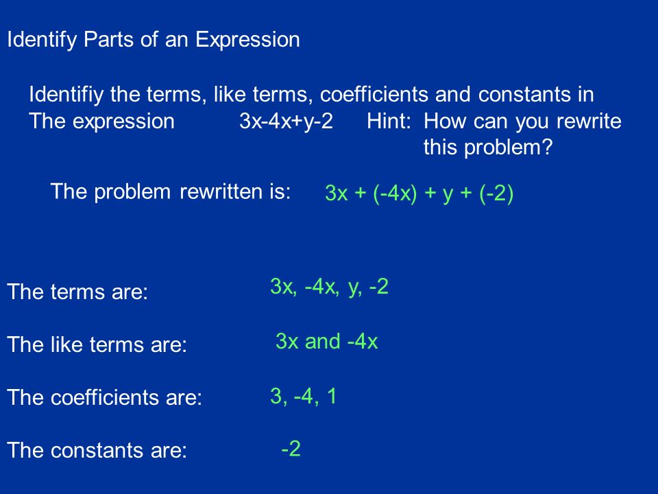 Simplify Expressions: 2x x + 3 How many terms are there.